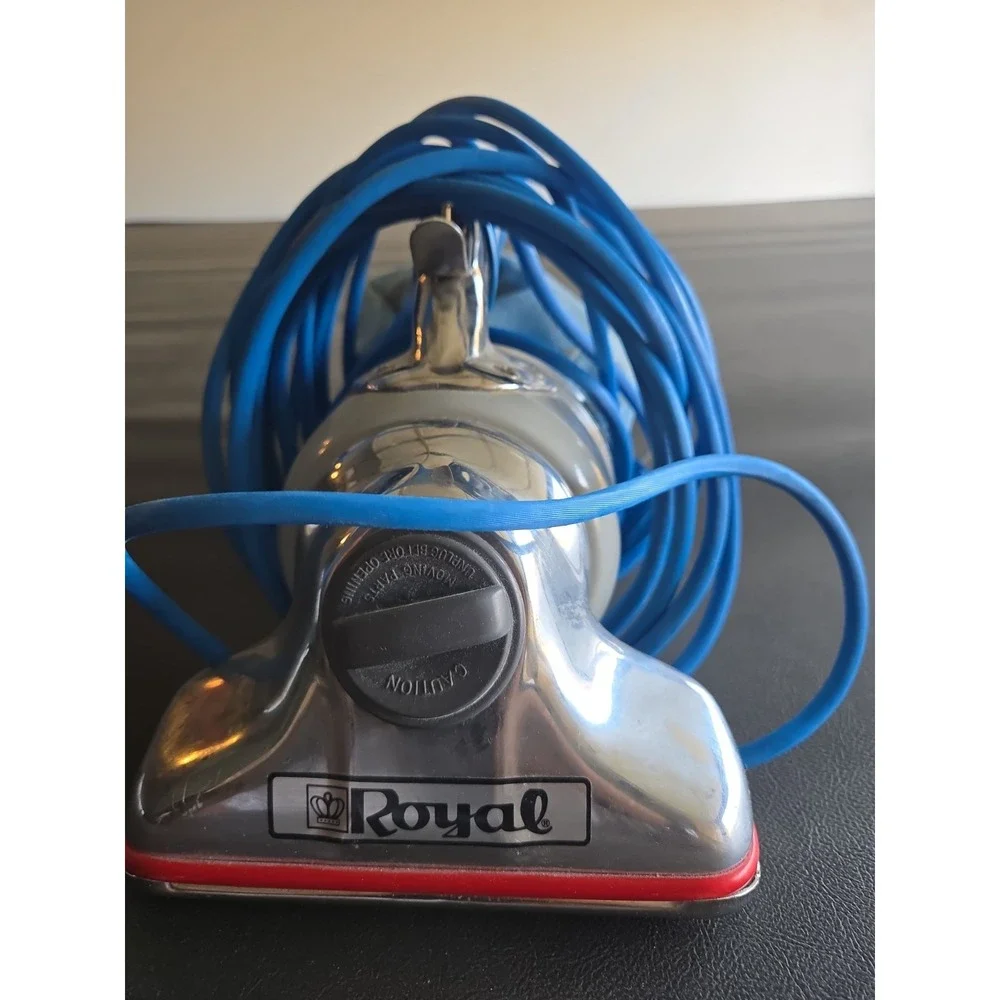 Vintage Royal Prince Model 501 Handheld Vacuum Cleaner Blue Cord Chrome Tested